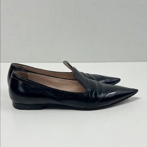 Miu Miu Black Leather Pointed Loafers